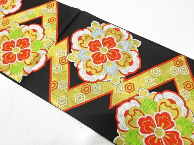 JAPANESE FUKURO OBI / WOVEN FLOWER CREST